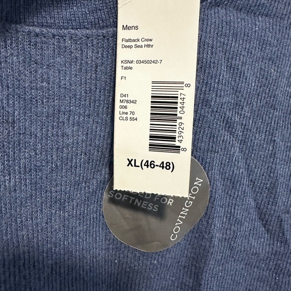 NWT Covington Blue Navy Striped Pullover Crewneck Sweater Shirt Men's XL. - Picture 9 of 9